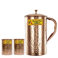 Deals, Discounts & Offers on Home & Kitchen - Angelic Copper Handmade Jug with Glasses Set, Set of 2, Brown
