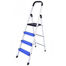 Deals, Discounts & Offers on  - Primax High Grade Heavy Aluminum Folding 4 Step Ladder (White and Blue)