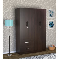 Deals, Discounts & Offers on Furniture - Rikotu 4 Door Wardrobe with 2 Drawers in Wenge Finish by Mintwud