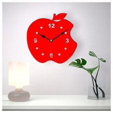 Deals, Discounts & Offers on  - Sehaz Artworks Apple Asymetric Wooden Wall Clock (25.5 cm x 25.5 cm x 3 cm, Red)