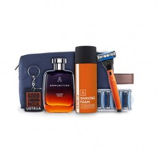 Deals, Discounts & Offers on Personal Care Appliances - Ustraa Complete Shaving Ammunition Kit - (Gear - 5 Blade Razor, Pack of 4 Cartridges, Shaving Foam, Cologne Ammunition), Free Keychain and Toiletry Kit Bag