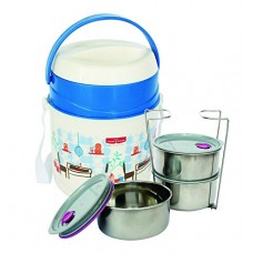 Deals, Discounts & Offers on Home & Kitchen - Princeware Leak Proof Insulated Tiffin Plastic Lunch Boxes, 340ml, 3-Pieces, Blue