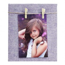 Deals, Discounts & Offers on  - Story@Home Jute Fabric Cover Dual Clip Wooden Photo Frame (20 cm x 17 cm x 2 cm, Purple)