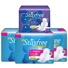 Deals, Discounts & Offers on Personal Care Appliances - Stayfree Secure XL Ultra Thin Sanitary Napkins with Wings, Extra Large (30 Count) with Dry Max All Night Sanitary Napkin XL (7 Count)