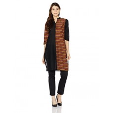 Deals, Discounts & Offers on  - [Size L] Pink by Juniper Women's Straight Cotton Kurta (5352_Black_Large)