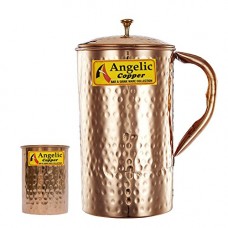Deals, Discounts & Offers on Home & Kitchen - Angelic Copper Handmade Copper Jug with Glass, Brown