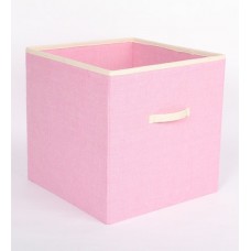 Deals, Discounts & Offers on  - Pink Linen & Mdf Wardrobe Basket (L: 14, W: 14, H: 14 Inches) by Solids