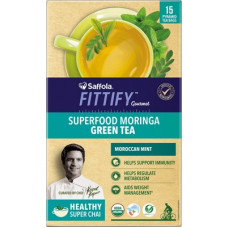 Deals, Discounts & Offers on Beverages - Saffola Fittify Gourmet Superfood Moringa Moroccan Mint Green Tea Box(37.5 g)