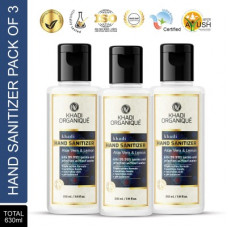 Deals, Discounts & Offers on  - Khadi Organique kills 99.99% germs and infection without water with triple action formula sanitizes hands, pH balanced, nourishes skin Hand Sanitizer Bottle(3 x 210 ml)