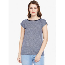 Deals, Discounts & Offers on Laptops - [Size S, M, L] Purple FeatherCasual Cap Sleeve Printed Women Light Blue Top