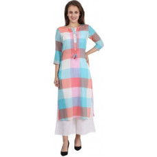 Deals, Discounts & Offers on Women - Akshat InternationalWomen Checkered Cambric Straight Kurta(Multicolor)