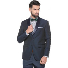 Deals, Discounts & Offers on Men - [Size 38] Peter EnglandSelf Design Single Breasted Party Men Blazer(Blue)