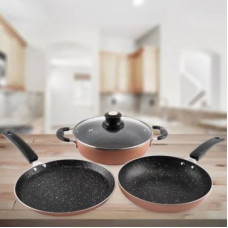 Deals, Discounts & Offers on Cookware - Flipkart SmartBuy Induction Bottom Cookware Set(Aluminium, 3 - Piece)