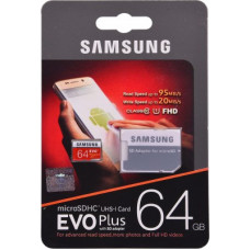 Deals, Discounts & Offers on Storage - Samsung EVO Plus with SD adapter 64 GB MicroSDHC Class 10 95 MB/s Memory Card(With Adapter)