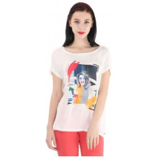 Deals, Discounts & Offers on Women - [Size M] Pepe JeansGraphic Print Women Round Neck White T-Shirt