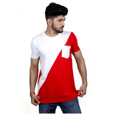 Deals, Discounts & Offers on  - [Size L] $ugar DaddyColor Block Men Round Neck Red, White T-Shirt