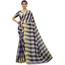 Deals, Discounts & Offers on  - JuleeCheckered Fashion Cotton Silk Saree(Dark Blue)