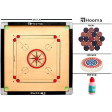 Deals, Discounts & Offers on Auto & Sports - HOOMA 20 INCH Wooden Round Pocket Carrom with Coins, Striker and Carrom Powder 50 cm Carrom Board(Multicolor)