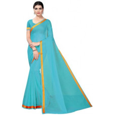 Deals, Discounts & Offers on  - ApnishaSolid Fashion Cotton Silk Saree(Light Blue)
