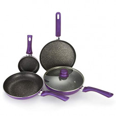 Deals, Discounts & Offers on Home & Kitchen - Bergner Set of 5 Pressed Alluminium Cookware Set in Purple Colour by HomeTown