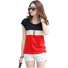 Deals, Discounts & Offers on Laptops - [Size S, M, L] P SQUARE HANDWORKParty Half Sleeve Applique Women Red Top
