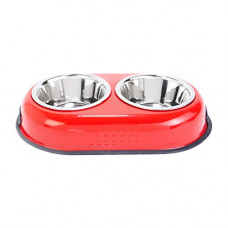 Deals, Discounts & Offers on  - Choostix Dog and Cat Double Diner Box Feeding Bowls with MS Base, Pantone Red, X-Small, 200 ml (200ml X 2)