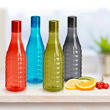 Deals, Discounts & Offers on Home & Kitchen - Steelo Stark Plastic Water Bottle, 1 Litre, Set of 4, Multicolour