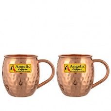 Deals, Discounts & Offers on Home & Kitchen - Angelic Copper Hammered Cup with Copper Handle Set, 500 ml, Set of 2, Brown