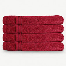 Deals, Discounts & Offers on  - Swiss Republic Essential 4 Piece 480 GSM Cotton Hand Towel - Red