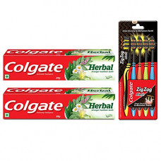 Deals, Discounts & Offers on Personal Care Appliances -  Colgate Herbal Toothpaste 200 g (Pack of 2) with Colgate ZigZag Soft Black Tooth Brush (Pack of 5)