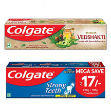Deals, Discounts & Offers on Personal Care Appliances -  Colgate Swarna Vedshakti Toothpaste - 200gm with Colgate Strong Teeth Anticavity Toothpaste with Amino Shakti ? 300g with Free Toothbrush