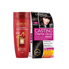 Deals, Discounts & Offers on Personal Care Appliances - L'Oreal Paris Casting Creme Gloss, 200 Ebony Black, 87.5g with Free Hair Expert Color Protect Shampoo, 175ml