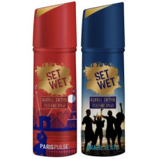 Deals, Discounts & Offers on  - [Pre-Book] Set Wet Global Edition Paris Pulse and Brazil Beats Perfume Body Spray - For Men(240 ml, Pack of 2)
