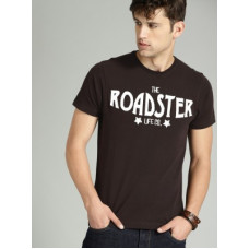 Deals, Discounts & Offers on Men - [Size L] RoadsterSolid Men Round Neck Brown T-Shirt