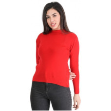 Deals, Discounts & Offers on Women - [Size L, XL] TAB91Solid Round Neck Casual Women Red Sweater