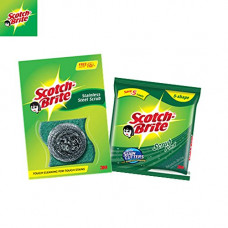 Deals, Discounts & Offers on  - Scotch-Brite 1 Piece Steel and 3 Piece Scrub Pad Regular Super Saver (Green, Pack of 4)