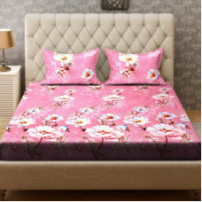 Deals, Discounts & Offers on  - Bombay Dyeing 136 TC Polyester Double Floral Bedsheet(Pack of 1, Pink)
