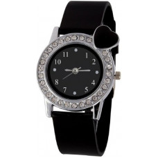 Deals, Discounts & Offers on Watches & Handbag - Swadesi StuffPremium Quality Heart Diamond Studded Black Dial Analog Watch - For Women