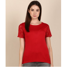 Deals, Discounts & Offers on Laptops - [Size L, XL] LeeCasual Half Sleeve Solid Women Red Top
