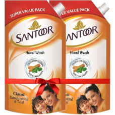 Deals, Discounts & Offers on  - Santoor Classic Hand Wash Pouch(2 x 750 ml)