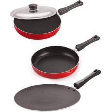 Deals, Discounts & Offers on Cookware - NIRLON Non-Stick 3 Piece Frying Pan Combo Kitchenware Set with Stainless Steel Lid Cookware Set(Aluminium, 3 - Piece)