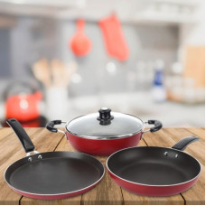 Deals, Discounts & Offers on Cookware - Flipkart SmartBuy Induction Bottom Cookware Set of 3(Aluminium, 3 - Piece)