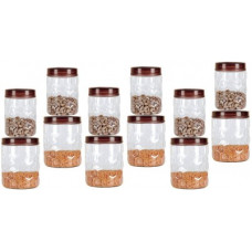 Deals, Discounts & Offers on Kitchen Containers - Milton Hexa Pet Jar - 1400 ml, 500 ml Plastic Grocery Container(Pack of 12, Clear, Brown)