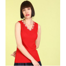 Deals, Discounts & Offers on Laptops - [Size S, M] InsuaCasual No Sleeve Solid Women Red Top
