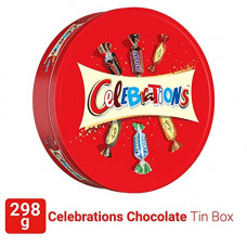 Deals, Discounts & Offers on Grocery & Gourmet Foods - Celebrations Assorted Chocolate Gift Pack Tin Box (Snickers, Mars, Bounty, Galaxy Jewels)- 298.2g