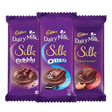 Deals, Discounts & Offers on Grocery & Gourmet Foods - Cadbury Dairy Milk Silk Large Chocolates Combo (2 x Silk Oreo 130g and 2 x Silk Bubbly 120g and 2 x Silk Fruit and Nut 137g)