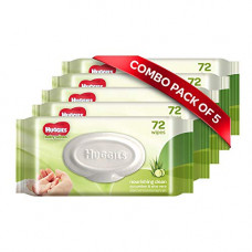Deals, Discounts & Offers on  -  Huggies Baby Wipes - Cucumber & Aloe, Pack of 5 (360 wipes)
