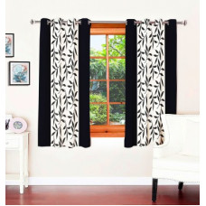 Deals, Discounts & Offers on  - Optimistic Home Furnishing 150 cm (5 ft) Polyester Window Curtain (Pack Of 2)(Floral, Black)