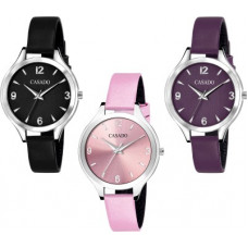 Deals, Discounts & Offers on Watches & Wallets - CasadoCSD-809BLK-806PUR-803PINK Pair of 3 Sophisticated Wrist Watches Analog Watch - For Women