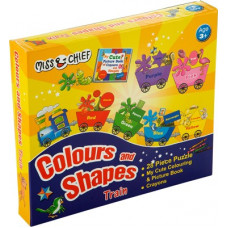 Deals, Discounts & Offers on Toys & Games - Miss & Chief Colours & Shapes Train Puzzles with Colouring Book & Crayons(28 Pieces)